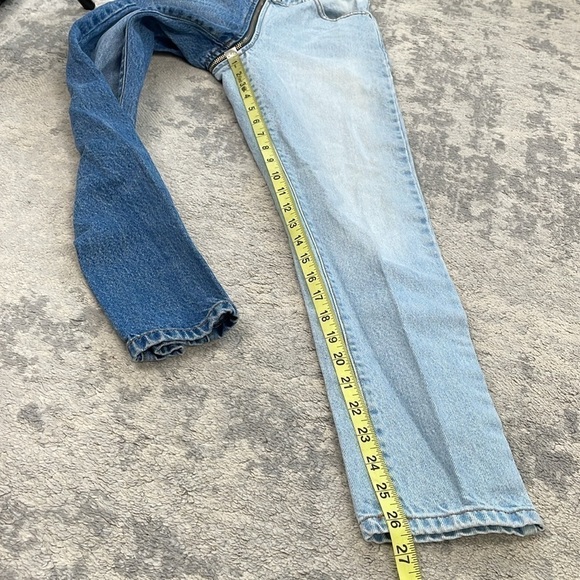 Revice Yin Yang Crop Jeans Split Light Dark Wash Zip Around Front to Back Sz 24 - Picture 12 of 16